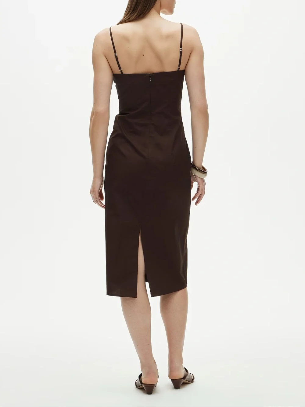 J. Crew Chocolate Brown Spaghetti-Strap Midi Dress